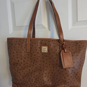 Dooney & Bourke Brown Ostrich-Patterned Tote